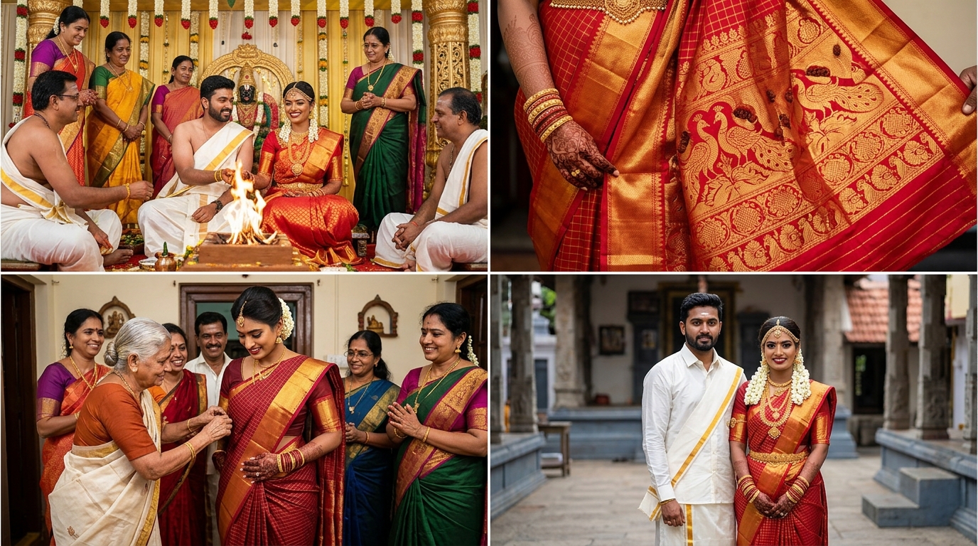 Tamil Wedding Silk Saree and Jewelry